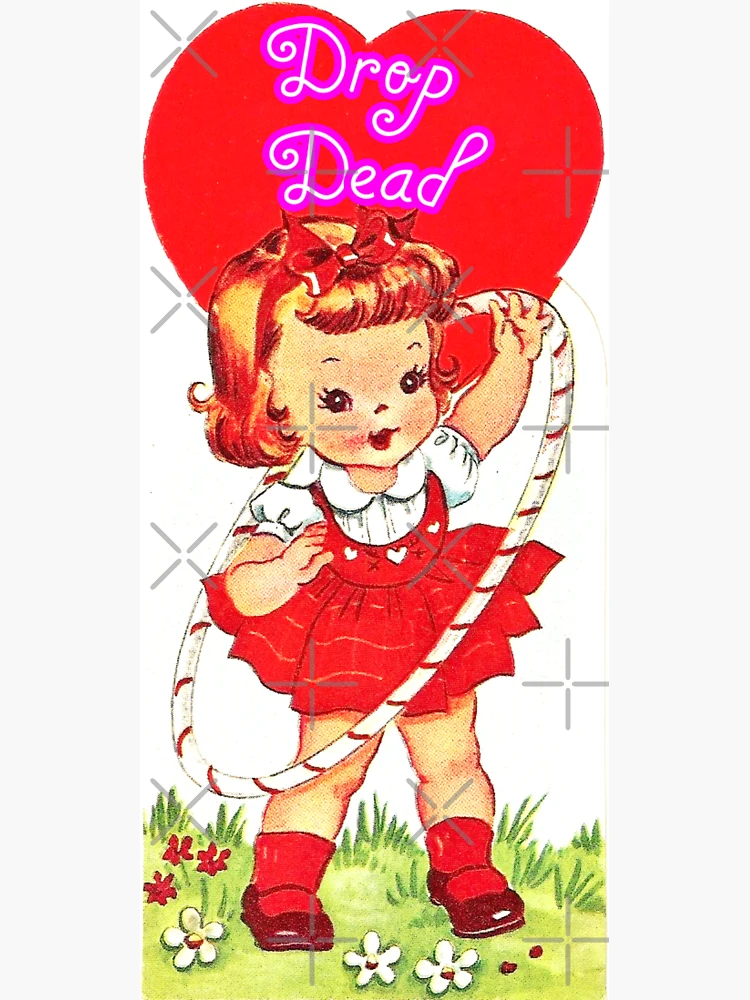 Vintage Retro Kawaii Kitsch Grumpy Girl Valentine's Day Magnet for Sale by  knickeryknackry