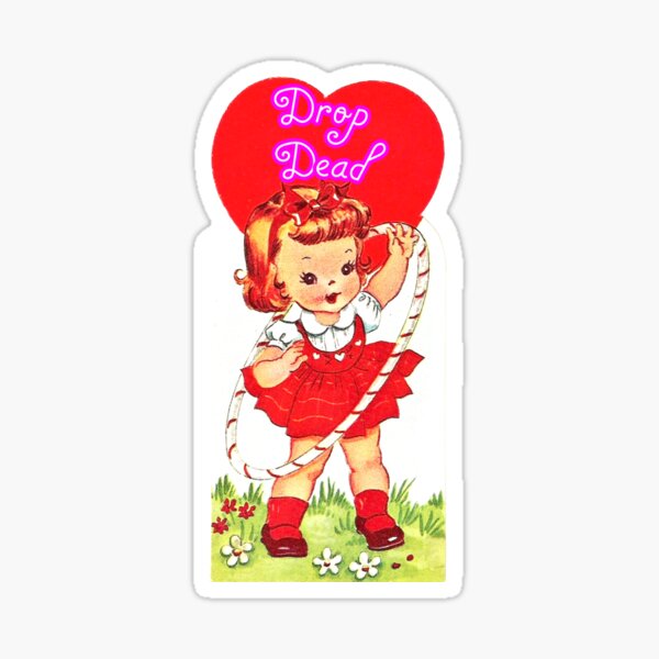 Item preview, Vintage Retro Kawaii Kitsch Grumpy Girl Valentine's Day designed and sold by knickeryknackry.