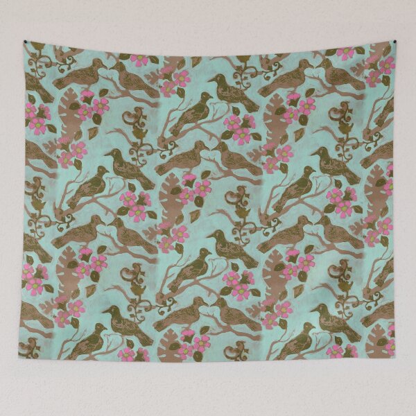 Item preview, Chinoiserie Dove in Aqua Pattern designed and sold by AMOpainting.