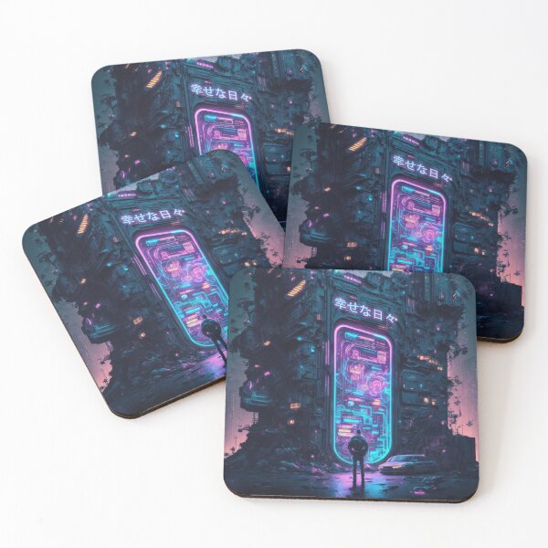 Item preview, Cyberpunk Japanese Happy Day Retro City designed and sold by SamuraiSwords.