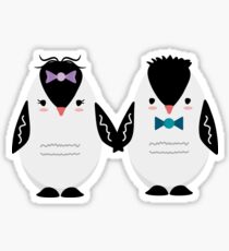Stylish Penguin Couple, Winter Penguin Lovers Sticker