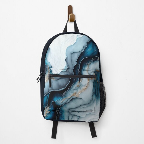 Item preview, Golden Blue Deep Ocean Waves - Abstract Alcohol Ink Resin Art designed and sold by inkvestor.