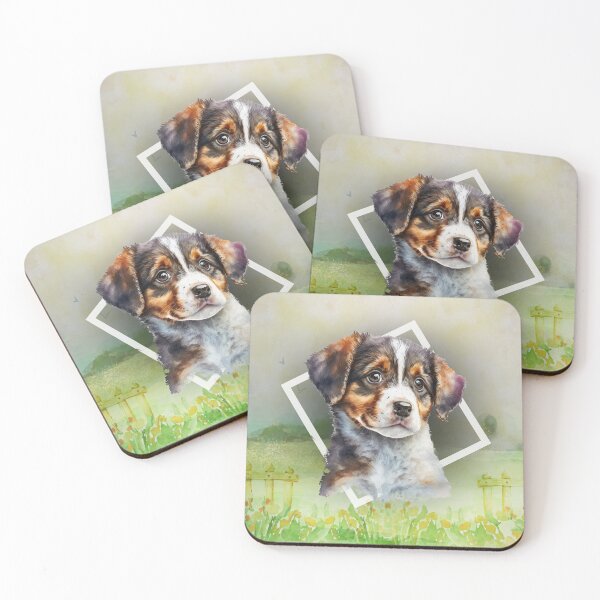 Item preview, Loki the Puppy with background  - Watercolor Animal Series designed and sold by Bolg3r.