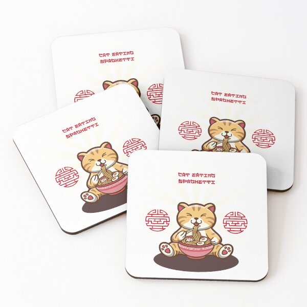 Item preview, cat eating spaghetti noodles designed and sold by Egyptian king ⭐⭐⭐⭐⭐.