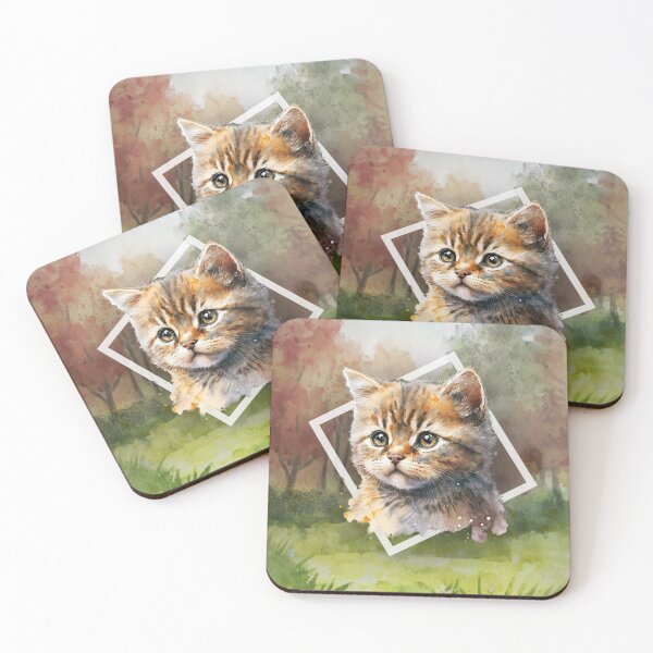Item preview, Luna the Kitty with background  - Watercolor Animal Series designed and sold by Bolg3r.