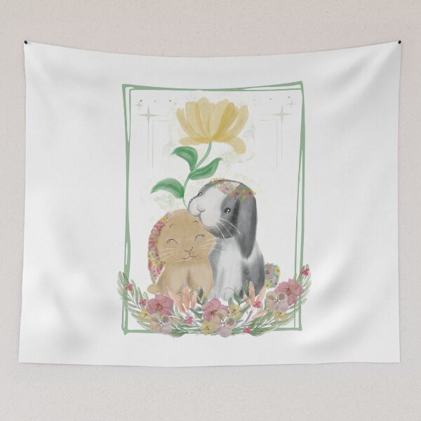 Item preview, Cute pastel watercolor rabbits design with leaves and flowers designed and sold by TrusteeDesign.