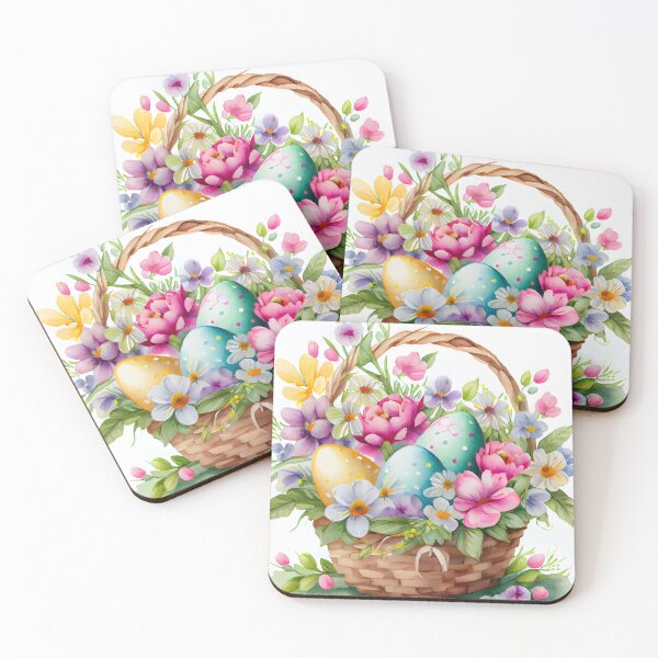 Item preview, Easter Egg and Flower Basket Gift in Soft Spring Watercolors designed and sold by CGSGraphics.
