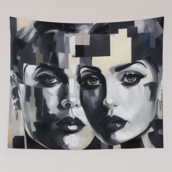 Item preview, Black And White Abstract of Two Ladies  designed and sold by Artel-Blue.