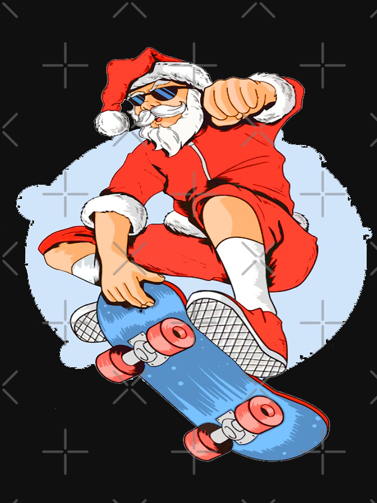 Discover santa claus christmas board Skateboard Skater funny art T-Shirt