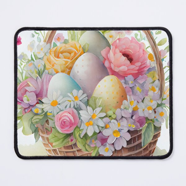 Item preview, Easter Egg and Flower Gift Basket in Soft Spring Watercolors designed and sold by CGSGraphics.