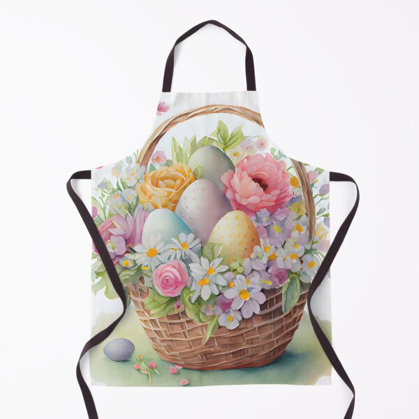 Item preview, Easter Egg and Flower Gift Basket in Soft Spring Watercolors designed and sold by CGSGraphics.