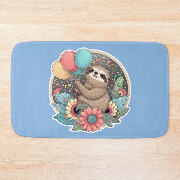 Item preview, Cute Sloth Holding Colourful Ballons designed and sold by ZooStateofMind.