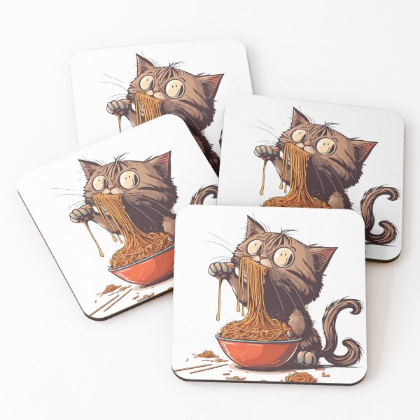 Item preview, cat eating spaghetti noodles funny designed and sold by Egyptian king ⭐⭐⭐⭐⭐.