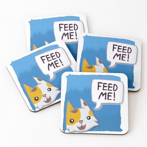 Item preview, Feed Me! [Calico Cat With A Blue Background] designed and sold by Quirkball.