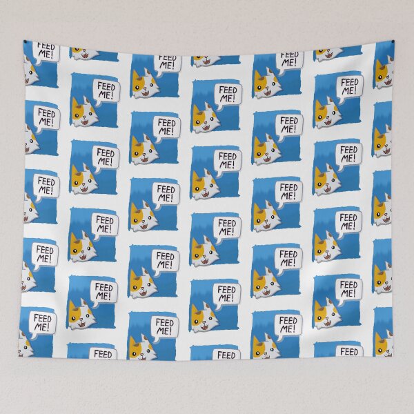 Item preview, Feed Me! [Calico Cat With A Blue Background] designed and sold by Quirkball.