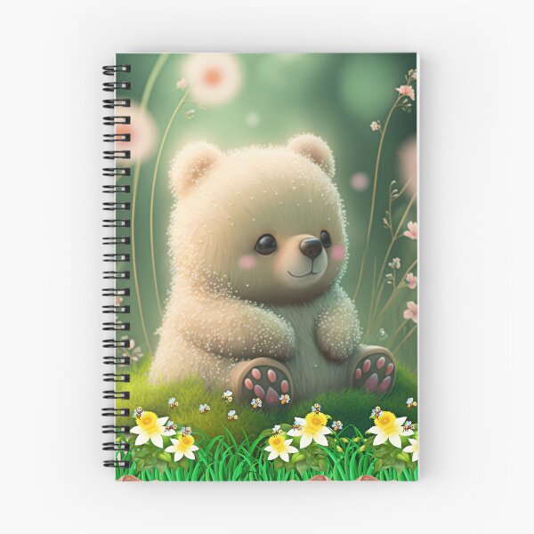 Aperçu de l'œuvre Ours assis dans le jardin avec des fleurs jaunes et des abeilles créée et vendue par Winarrts.