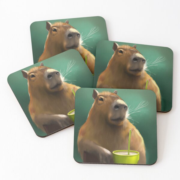 Item preview, Capybara Drinking Tea designed and sold by CatPaintStore.