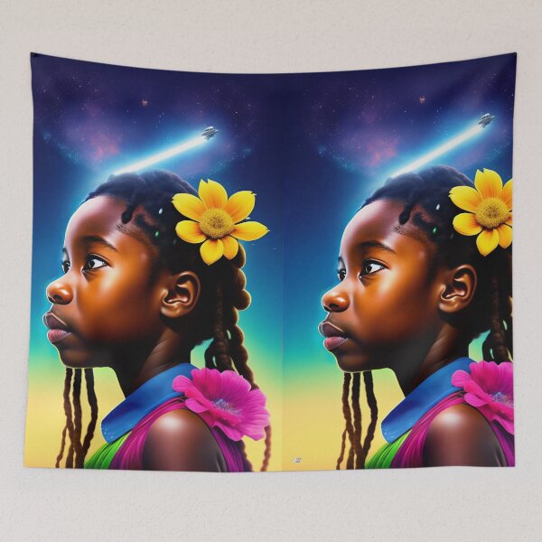 Item preview, Beautiful Black Girl with Floral Rastafarian Hair designed and sold by CSJ7.
