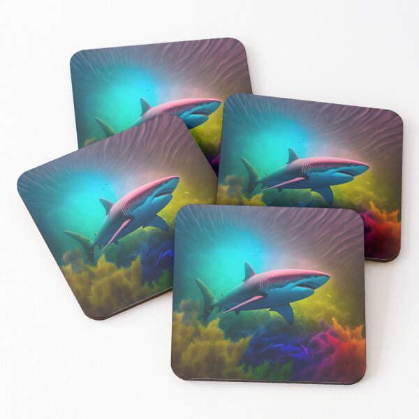 Item preview, Shark in colorful coral reef designed and sold by AdamesArtStudio.