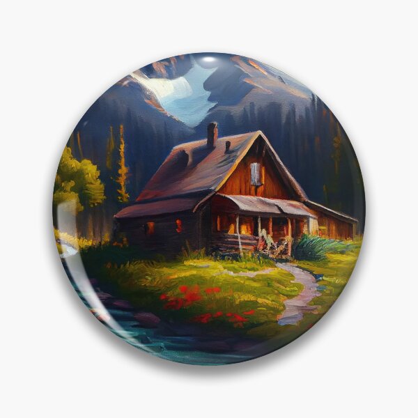 Item preview, Oil Painting Cabin beside mountain stream 2 designed and sold by Artistic Pandas.