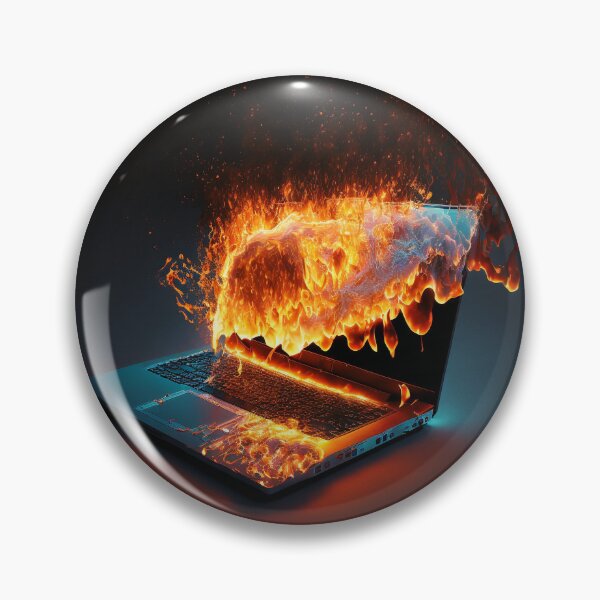 Item preview, Flaming Technology: A Unique Illustration of a Burning Laptop on a Table designed and sold by BotTastic.