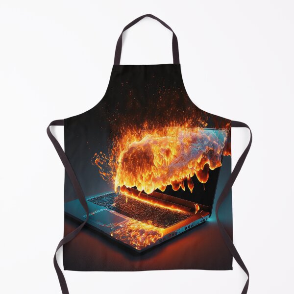 Item preview, Flaming Technology: A Unique Illustration of a Burning Laptop on a Table designed and sold by BotTastic.