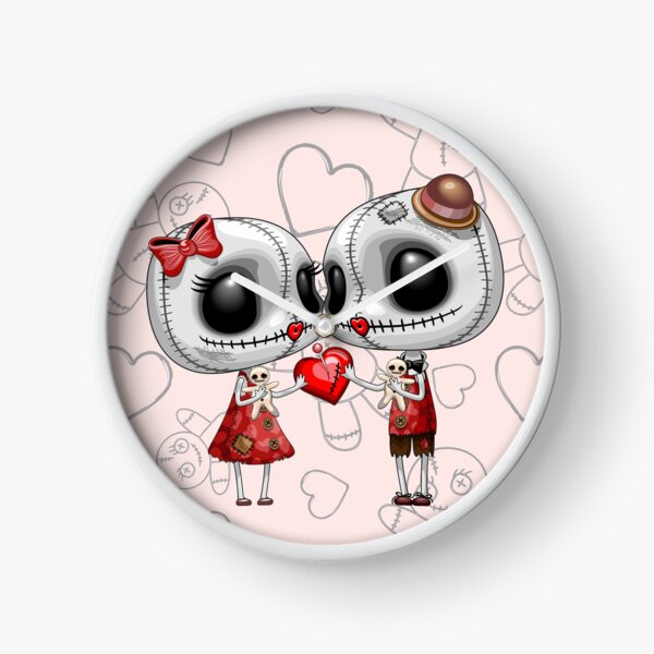 Voodoo Dolls kiss in Love Cute Characters Clock