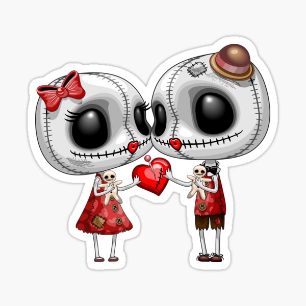 Artikel-Vorschau von Voodoo Dolls küssen sich in Love Cute Characters, designt und verkauft von BluedarkArt.
