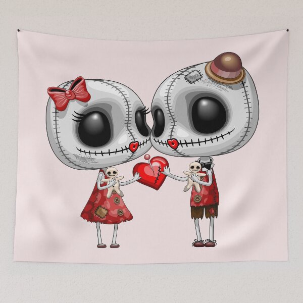 Item preview, Voodoo Dolls kiss in Love Cute Characters designed and sold by BluedarkArt.