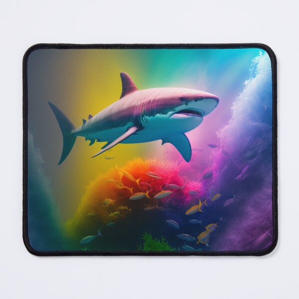 Item preview, Shark swimming in the Ocean, Rainbow Colored Coral Reef designed and sold by AdamesArtStudio.
