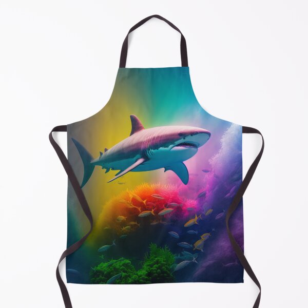 Item preview, Shark swimming in the Ocean, Rainbow Colored Coral Reef designed and sold by AdamesArtStudio.