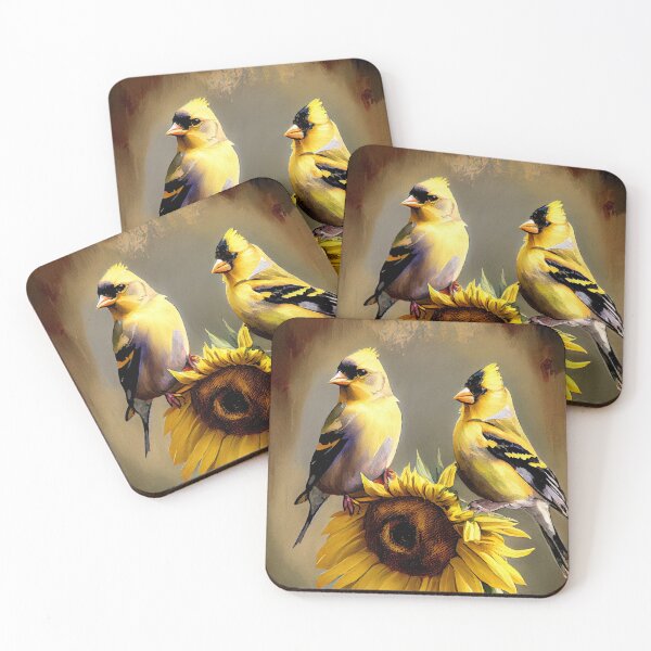 Item preview, Watercolor Goldfinch print with Sunflower designed and sold by Patrick Edwards.
