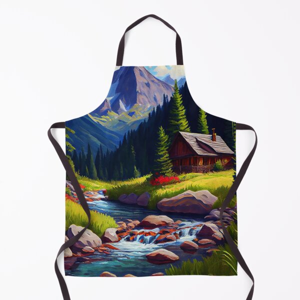 Item preview, Oil Painting Cabin beside mountain stream 5 designed and sold by Artistic Pandas.