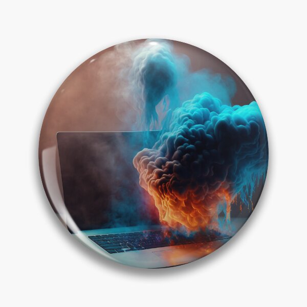 Item preview, Flaming Technology: A Unique Illustration of a Burning Laptop on a Table designed and sold by BotTastic.