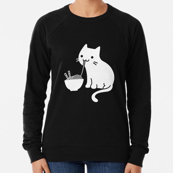 Nette Katze, die Ramen isst Leichter Pullover