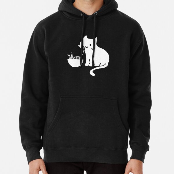 Cute Cat Eating Ramen Pullover Hoodie