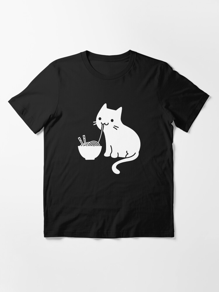 Aperçu 3 sur 7. T-shirt essentiel avec l'œuvre Chat mignon manger Ramen créée et vendue par ethandirks.