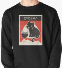 "Kawaii" Vintage Style Japenese Ramen Cat Pullover Sweatshirt