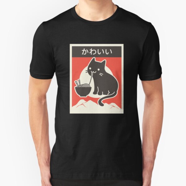 Gato Ramen Japenese de estilo vintage "Kawaii" Camiseta ajustada