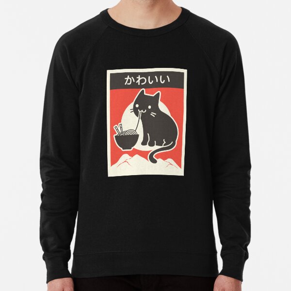 "Kawaii" Vintage Style Japenese Ramen Cat Leichter Pullover