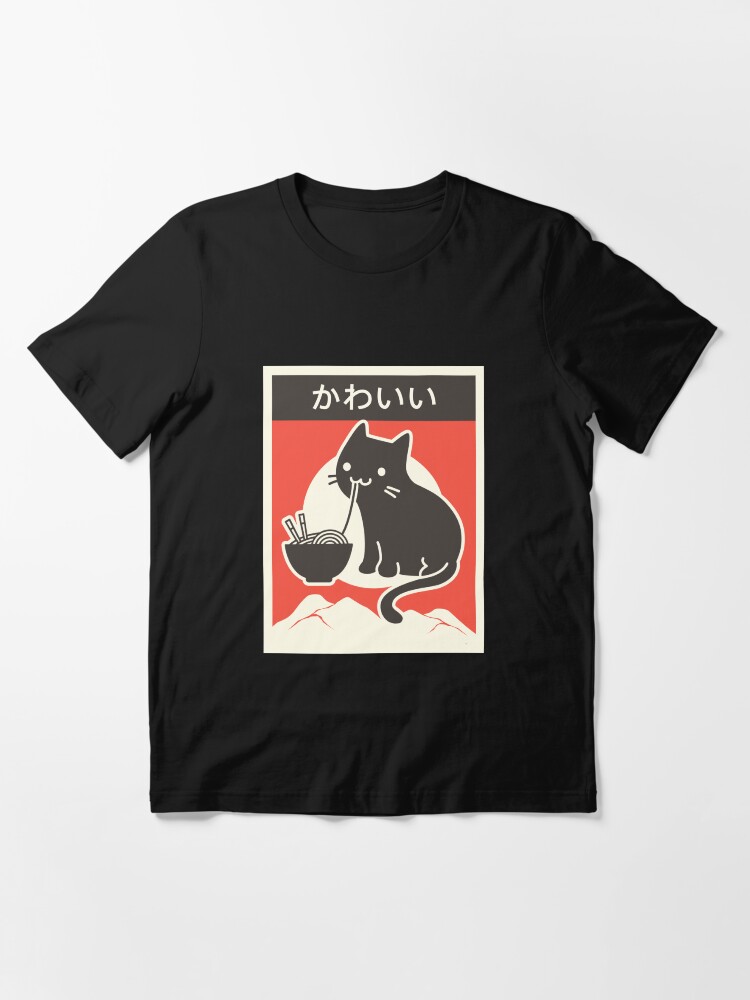 Aperçu 3 sur 7. T-shirt essentiel avec l'œuvre "Japonais" Ramen Cat "Kawaii" style vintage créée et vendue par ethandirks.