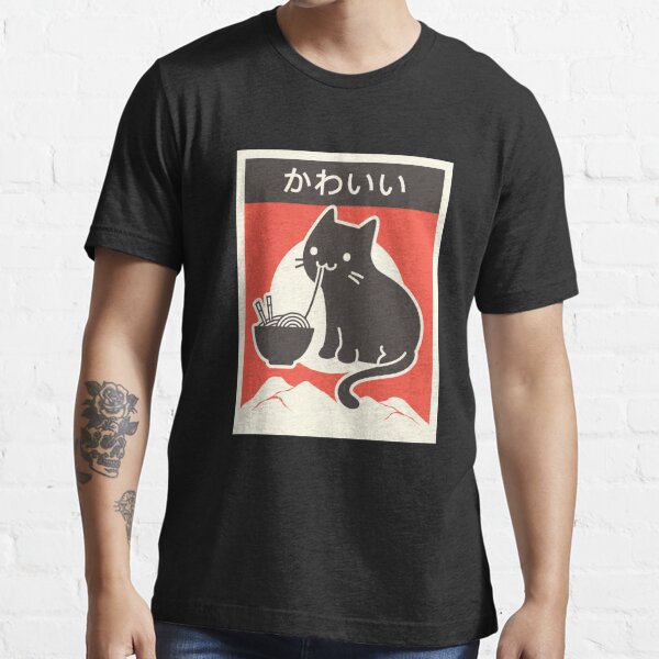 "Japonais" Ramen Cat "Kawaii" style vintage T-shirt essentiel