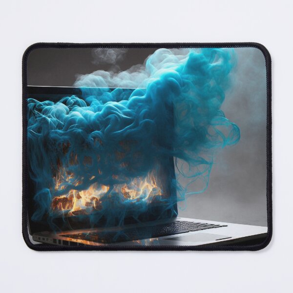 Item preview, Flaming Technology: A Unique Illustration of a Burning Laptop on a Table designed and sold by BotTastic.