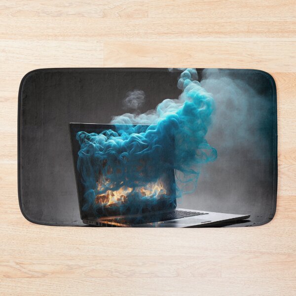 Item preview, Flaming Technology: A Unique Illustration of a Burning Laptop on a Table designed and sold by BotTastic.