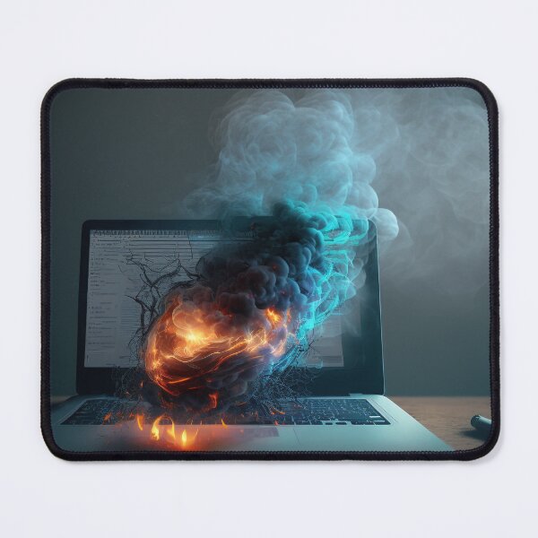 Item preview, Flaming Technology: A Unique Illustration of a Burning Laptop on a Table designed and sold by BotTastic.