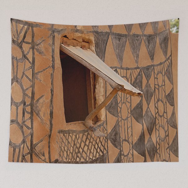 Item preview, Window Graffiti Decorated House Wall, African Art, Burkina Faso designed and sold by worldways.