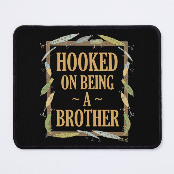 Item preview, Hooked on being a Brother - Brother Fishing Lure Design - Fishing Lures Border - Black designed and sold by EcoElsa.