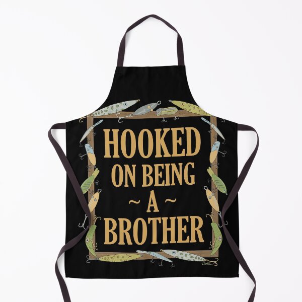 Item preview, Hooked on being a Brother - Brother Fishing Lure Design - Fishing Lures Border - Black designed and sold by EcoElsa.