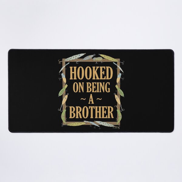Item preview, Hooked on being a Brother - Brother Fishing Lure Design - Fishing Lures Border - Black designed and sold by EcoElsa.