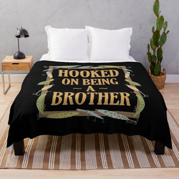 Item preview, Hooked on being a Brother - Brother Fishing Lure Design - Fishing Lures Border - Black designed and sold by EcoElsa.